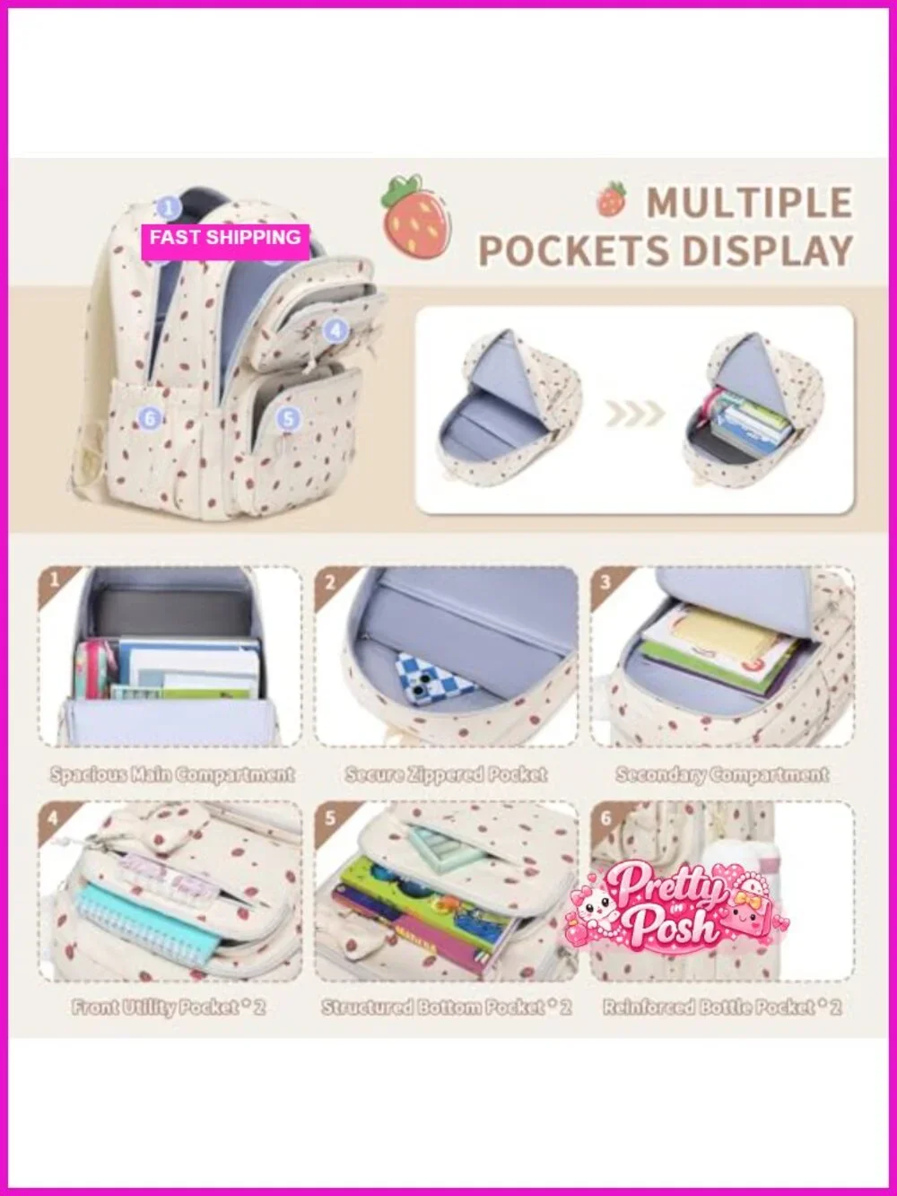 Cute Corduroy Bookbag Backpack for Teens with Multi-Pockets, Laptop Compartment